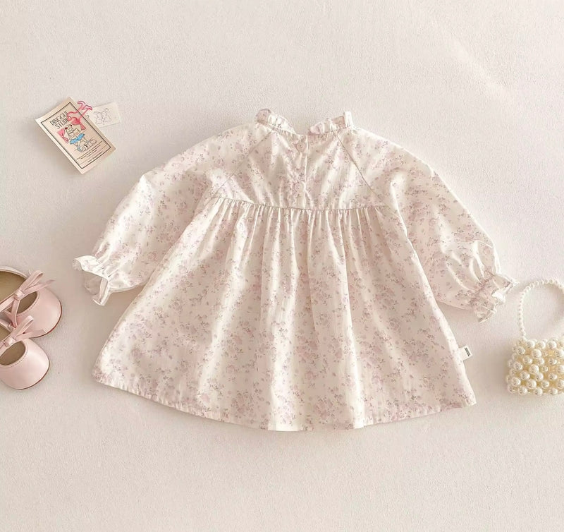 Load image into Gallery viewer, Girls' Pink 100% Cotton Long-Sleeved Dress – Kali

