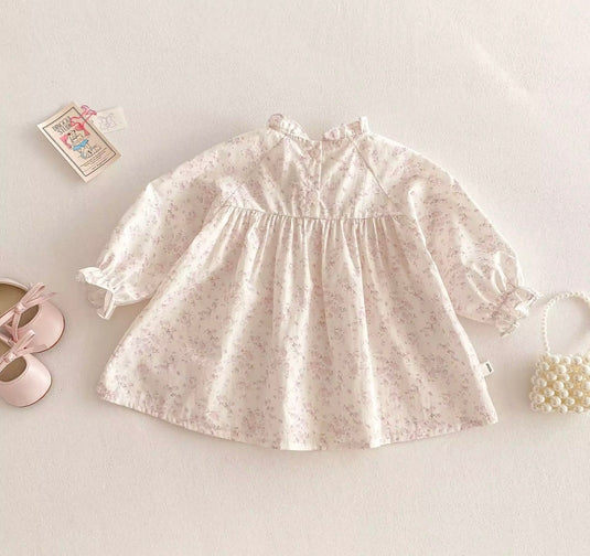 Girls' Pink 100% Cotton Long-Sleeved Dress – Kali