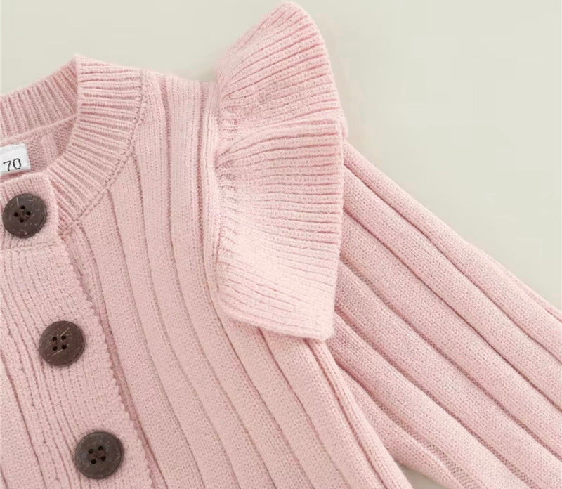 Chargez l'image dans la visionneuse de la galerie, Barboteuse bébé fille en tricot doux – Kaki Lilas
