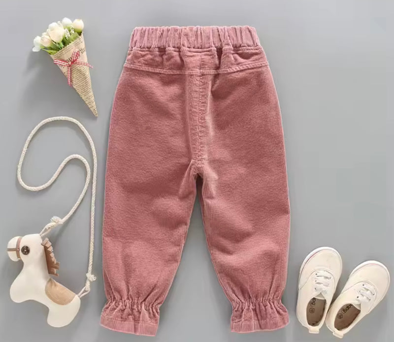 Load image into Gallery viewer, Pantalon pour filles en velours côtelé motif lapin – Kali - Boutique Kaki Lilas
