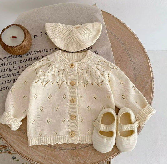 Cardigan bébé en tricot doux et respirant – Kali - Boutique Kaki Lilas