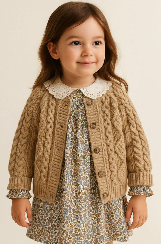 Robe pour filles automne-hiver à fleurs rétro – Kali - Boutique Kaki Lilas