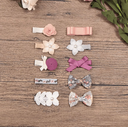 Ensemble de 10 clips à cheveux bébé fille – Kali April - Boutique Kaki Lilas
