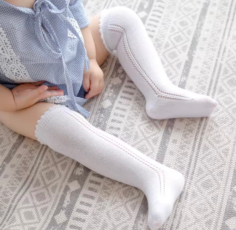 Chargez l&#39;image dans la visionneuse de la galerie, Chaussettes hautes bébé fille coton doux – automne – Kali - Boutique Kaki Lilas
