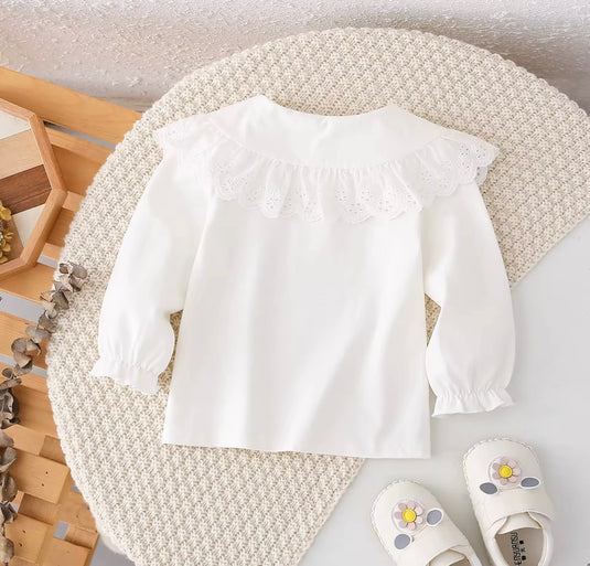 Blouse bébé manches longues coton fleurs brodée – Blush - Boutique Kaki Lilas