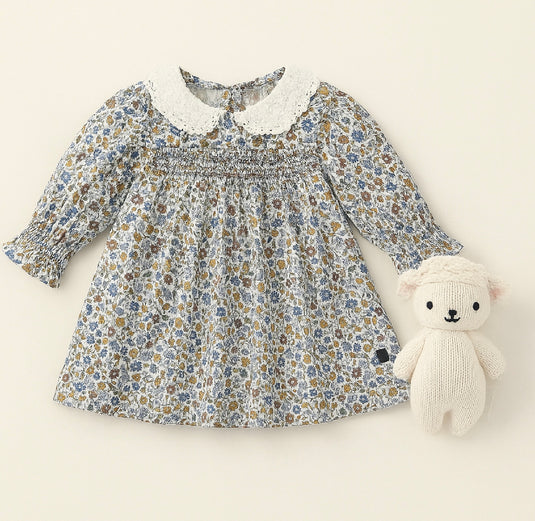 Robe pour filles automne-hiver à fleurs rétro – Kali