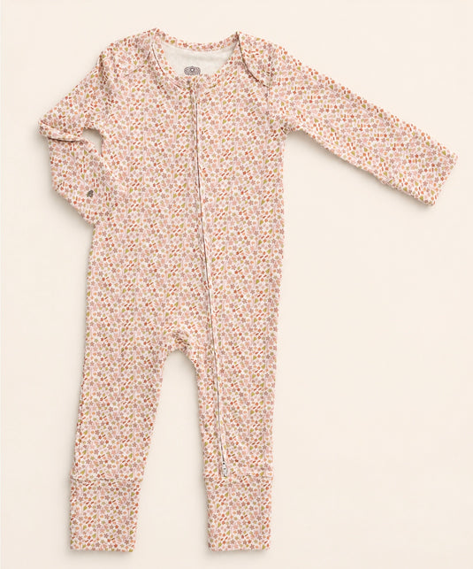 Barboteuse bébé fille en coton bio motif floral rose et lime – Kaki Lilas
