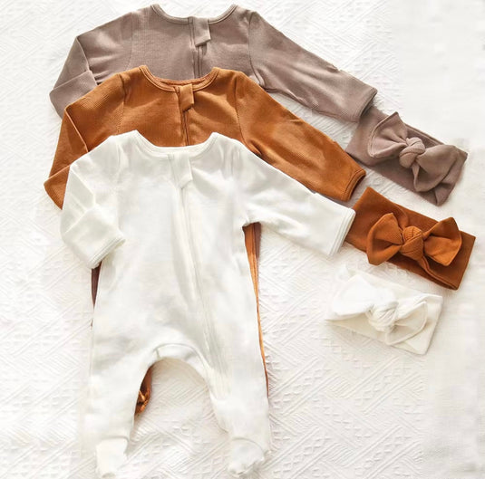 Barboteuse bébé fille en coton doux à manches longues – Kali