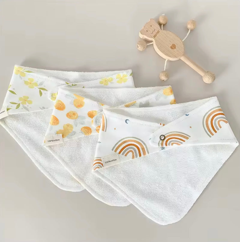 Chargez l&#39;image dans la visionneuse de la galerie, Ensemble de 3 bavoirs bandana bébé en coton – Kali - Boutique Kaki Lilas
