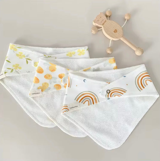 Ensemble de 3 bavoirs bandana bébé en coton – Kali - Boutique Kaki Lilas