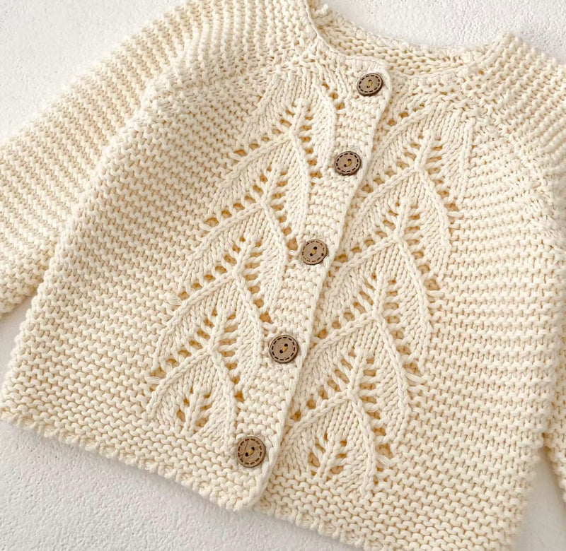 Chargez l&#39;image dans la visionneuse de la galerie, Cardigan bébé 100% coton – Ivoire Blush - Boutique Kaki Lilas

