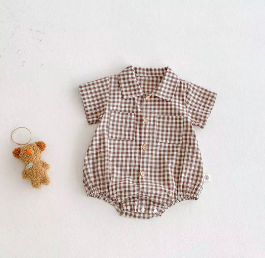Augustin baby boy checked romper