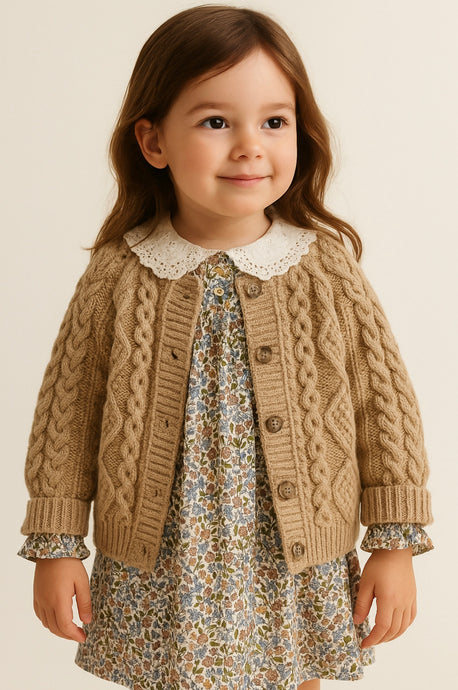 Cardigan pour filles automne-hiver tricoté – Kali - Boutique Kaki Lilas