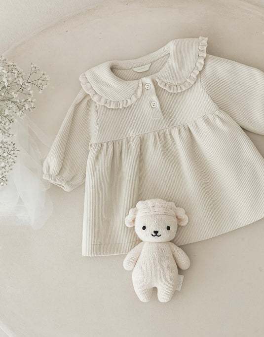 Robe fille deux tons – Modèle Kali en coton doux, style élégant - Boutique Kaki Lilas