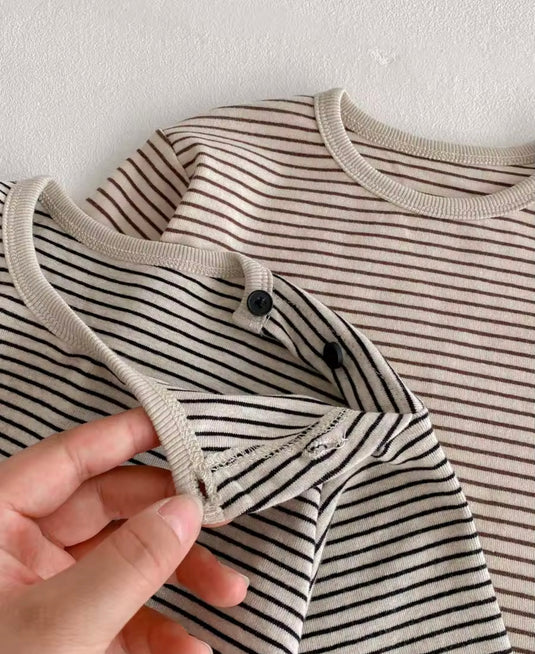 Boy's long-sleeved fine striped cotton sweater