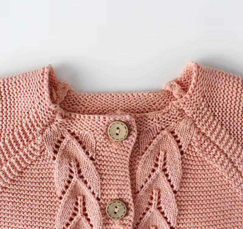 Load image into Gallery viewer, Cardigan bébé tricot coton – Rose Blush - Boutique Kaki Lilas
