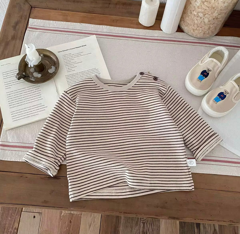 Load image into Gallery viewer, Boy's long-sleeved fine striped cotton sweater
