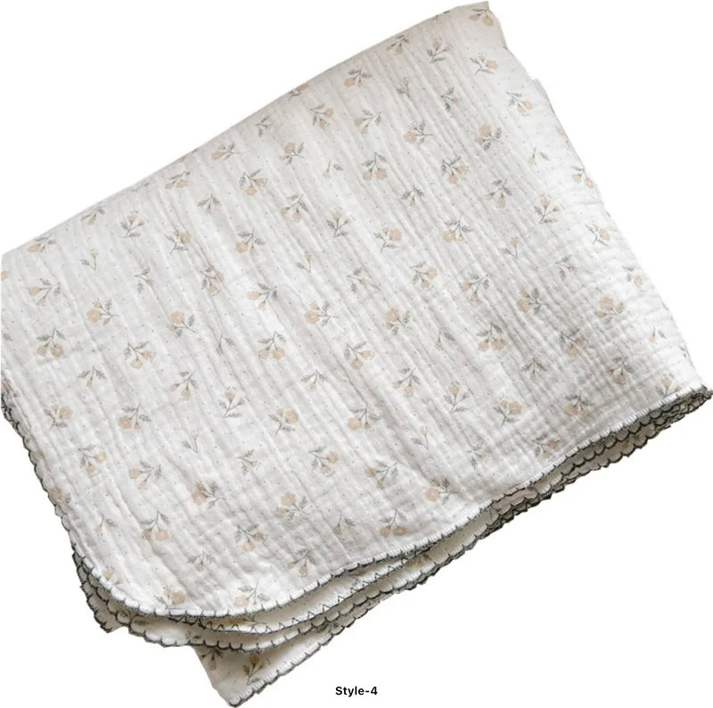 Chargez l&#39;image dans la visionneuse de la galerie, Couverture bébé florale vintage en coton 100 % – Kaki Lilas - Boutique Kaki Lilas
