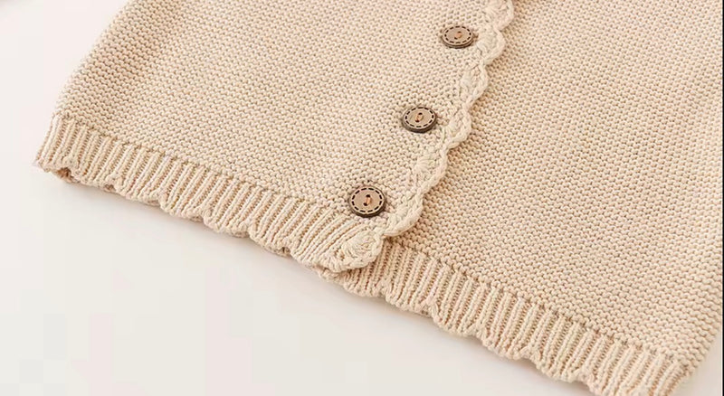 Chargez l&#39;image dans la visionneuse de la galerie, Cardigan bébé coton beige doux – Kali - Boutique Kaki Lilas
