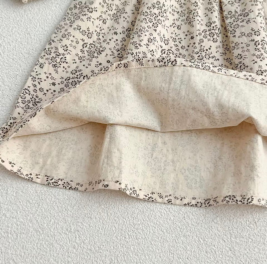 Robe fille à manches longues imprimé fleuri doux – Modèle Kali - Boutique Kaki Lilas
