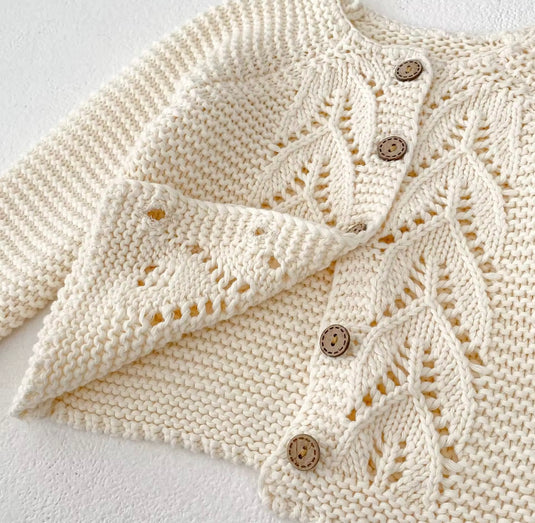 Cardigan bébé 100% coton – Ivoire Blush - Boutique Kaki Lilas