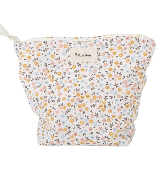 Sac à cosmétiques fait mains format moyen petites fleurs