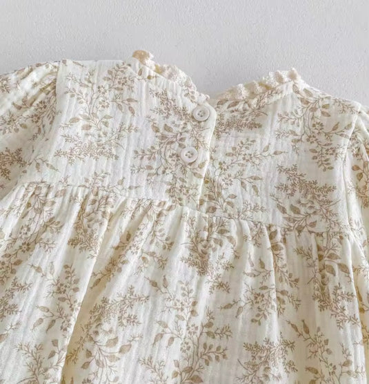 Barboteuse bébé fille Liberty beige en coton doux