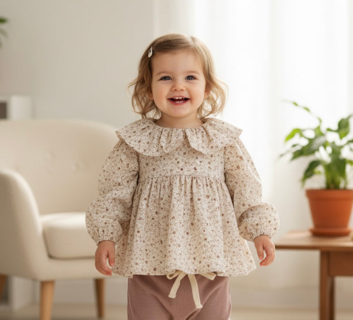 Chemise bébé imprimée fleurs – Blush - Boutique Kaki Lilas