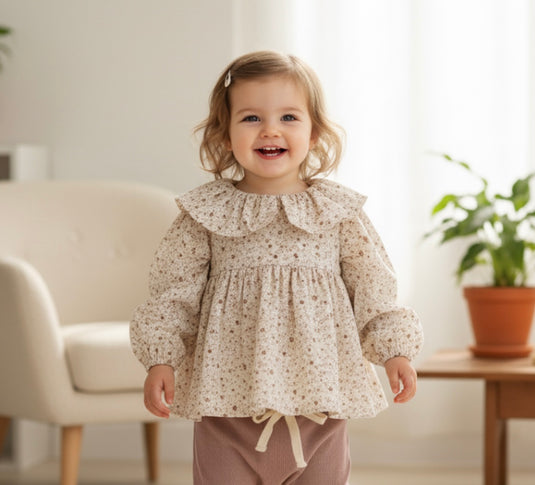 Chemise bébé imprimée fleurs – Blush - Boutique Kaki Lilas