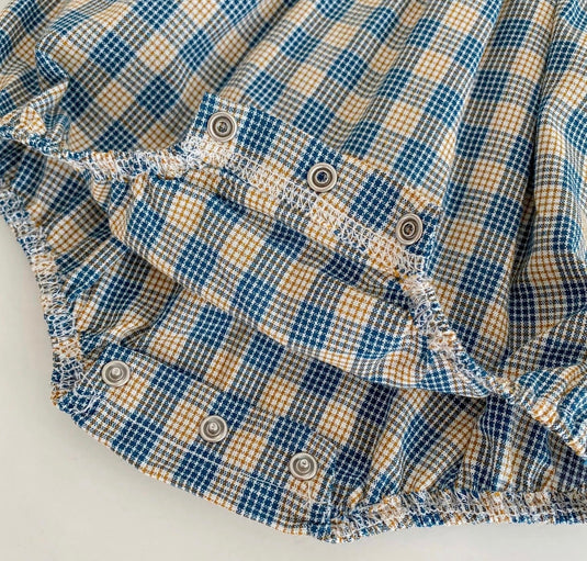 Soft cotton checked baby girl romper