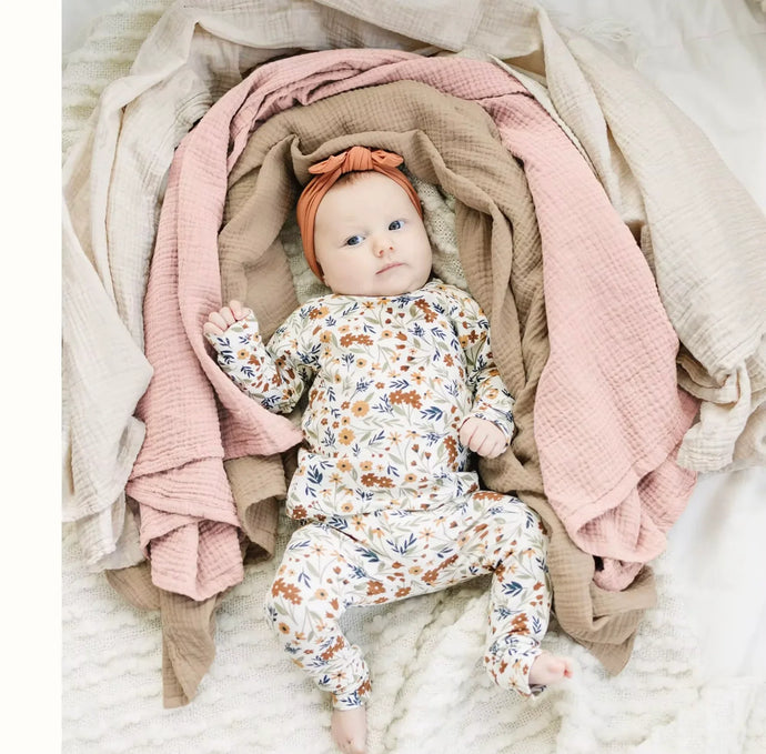 Trio de mousselines en coton doux pour bébé – Modèle Kali - Boutique Kaki Lilas