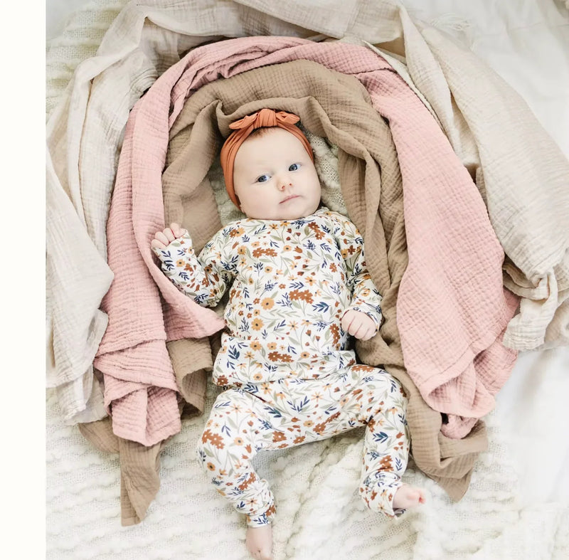 Chargez l&#39;image dans la visionneuse de la galerie, Trio de mousselines en coton doux pour bébé – Modèle Kali - Boutique Kaki Lilas
