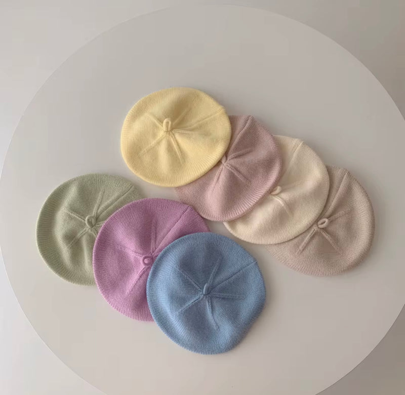 Load image into Gallery viewer, Béret bébé fille 0-3 ans en coton doux – Kaki Lilas - Boutique Kaki Lilas

