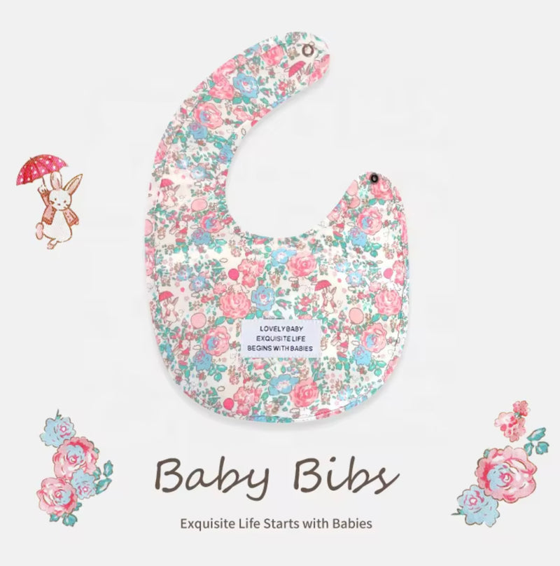 Chargez l&#39;image dans la visionneuse de la galerie, Bavoir bébé en coton motif fleuri – Kali - Boutique Kaki Lilas
