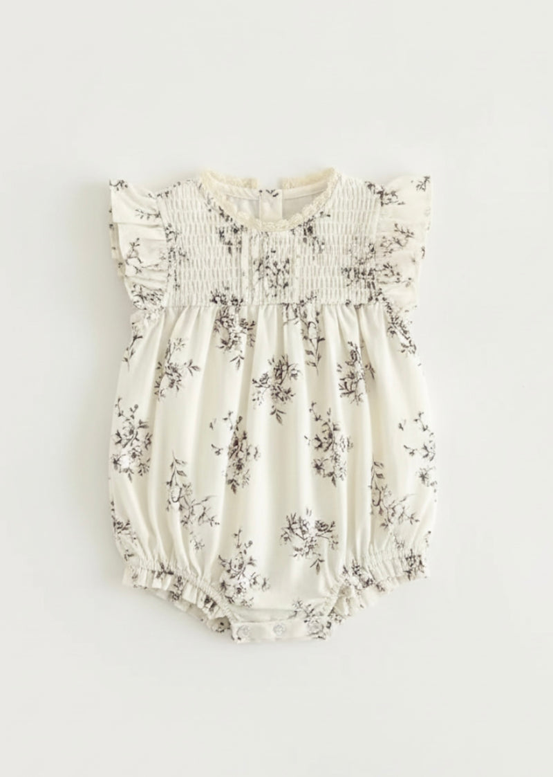 Chargez l'image dans la visionneuse de la galerie, Barboteuse bébé fille d’été en coton motif floral
