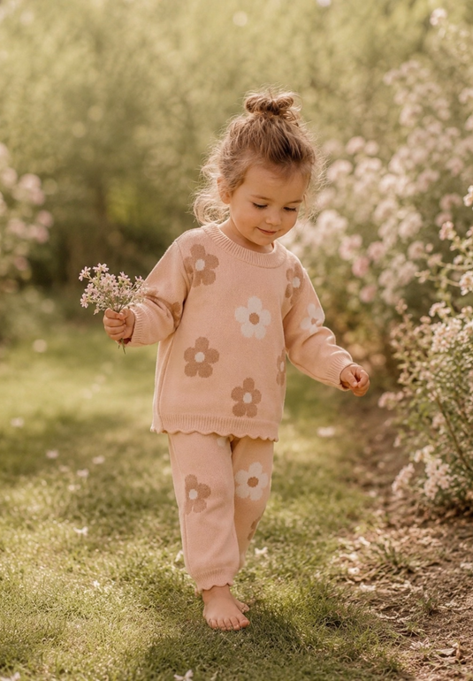 Girls' Soft Sweater + Floral Pants Set - Kali