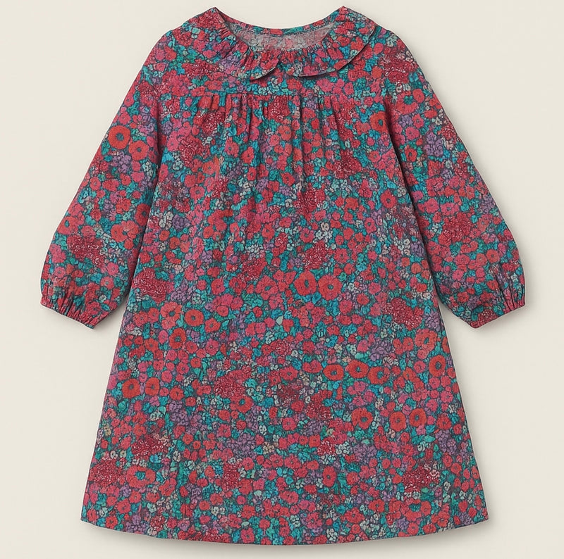 Chargez l&#39;image dans la visionneuse de la galerie, Robe fille à fleurs fuchsia – Modèle doux et coloré – Kali - Boutique Kaki Lilas

