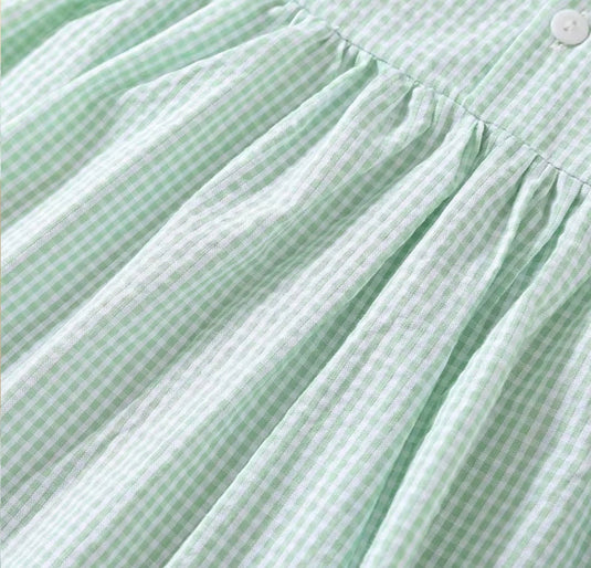 Robe bébé fille en coton à carreaux verts