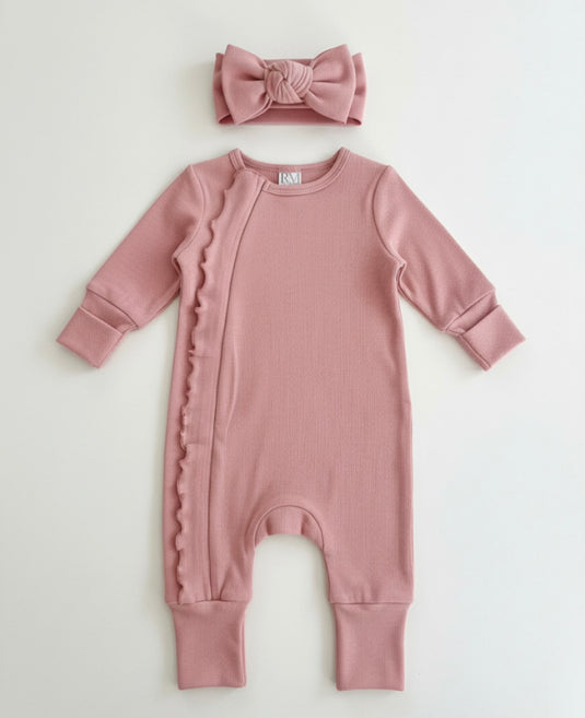 Combinaison bébé fille avec bandeau en coton doux – Kali
