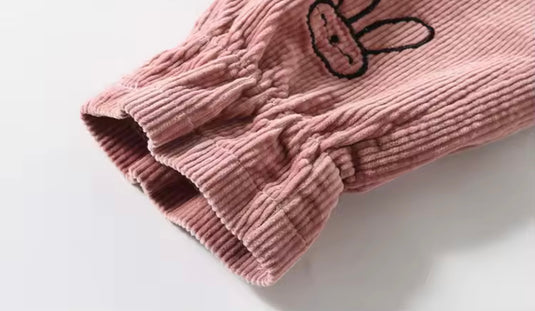 Pantalon pour filles en velours côtelé motif lapin – Kali - Boutique Kaki Lilas
