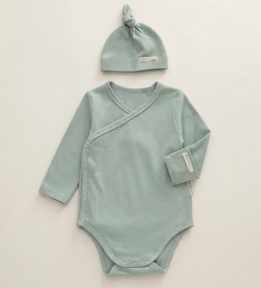 Grenouillère pour bébé avec bonnet en coton bio
