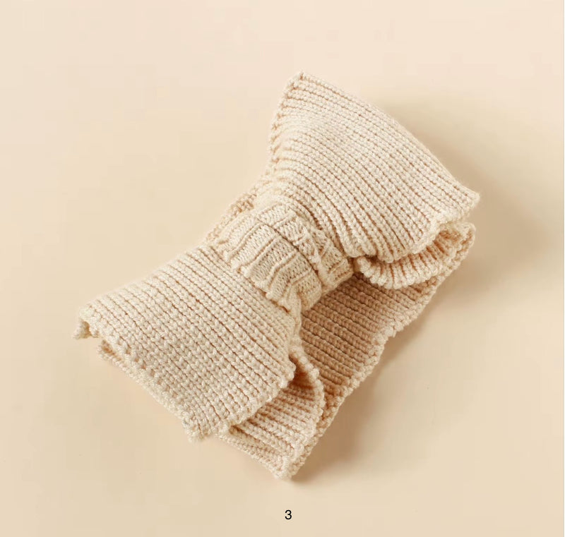 Chargez l&#39;image dans la visionneuse de la galerie, Bandeau tricoté en coton biologique avec noeud papillon Kali - Boutique Kaki Lilas
