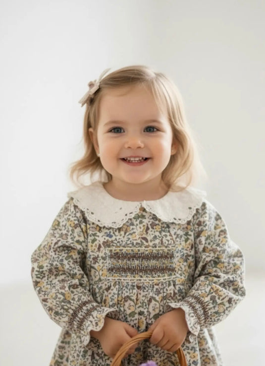 Robe pour filles automne-hiver à fleurs rétro – Kali