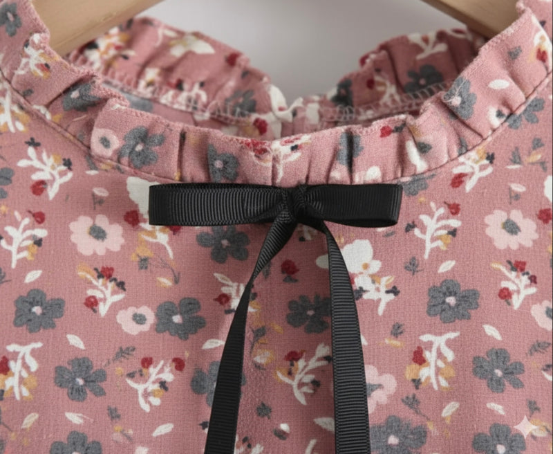 Chargez l&#39;image dans la visionneuse de la galerie, Robes fille d’automne en coton doux – Motifs fleuris élégants - Boutique Kaki Lilas
