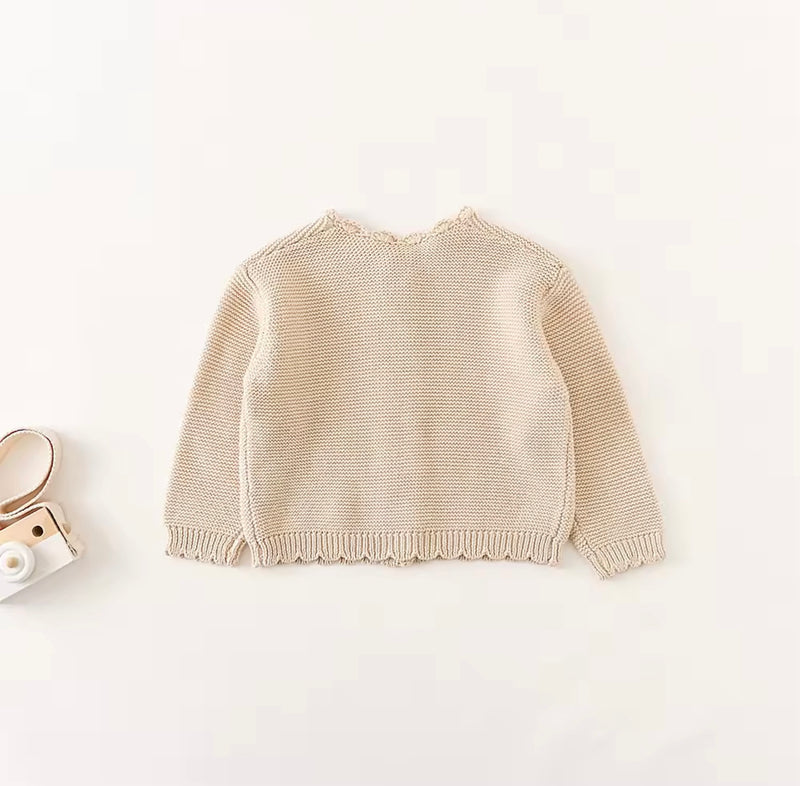 Chargez l&#39;image dans la visionneuse de la galerie, Cardigan bébé coton beige doux – Kali - Boutique Kaki Lilas
