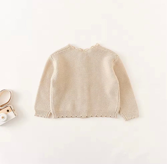 Cardigan bébé coton beige doux – Kali - Boutique Kaki Lilas