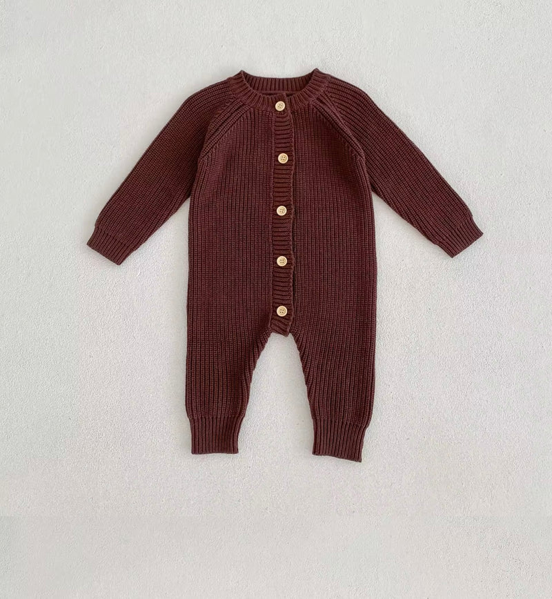 Load image into Gallery viewer, Combinaison bébé beige et marron en coton doux – taille 6-12 mois – Kali - Boutique Kaki Lilas

