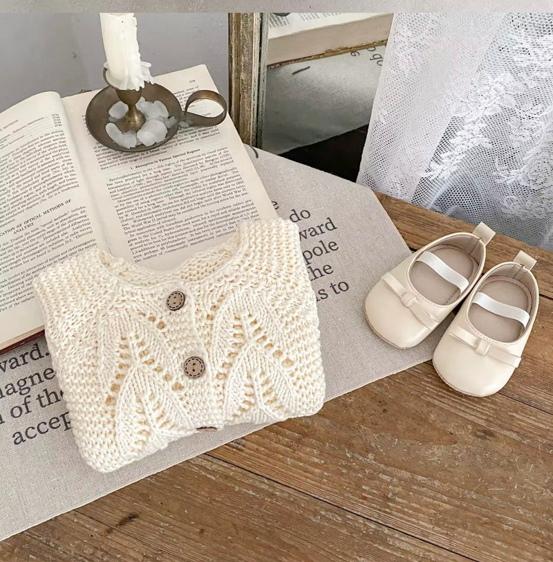 Chargez l&#39;image dans la visionneuse de la galerie, Cardigan bébé 100% coton – Ivoire Blush - Boutique Kaki Lilas

