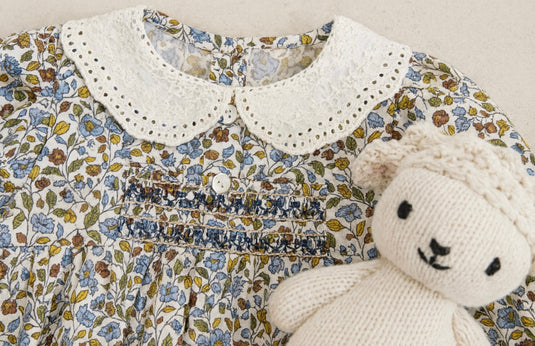 Robe pour filles automne-hiver à fleurs rétro – Kali