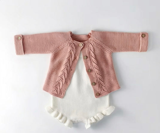 Barboteuse d’été pour filles en tricot de coton – Blanche